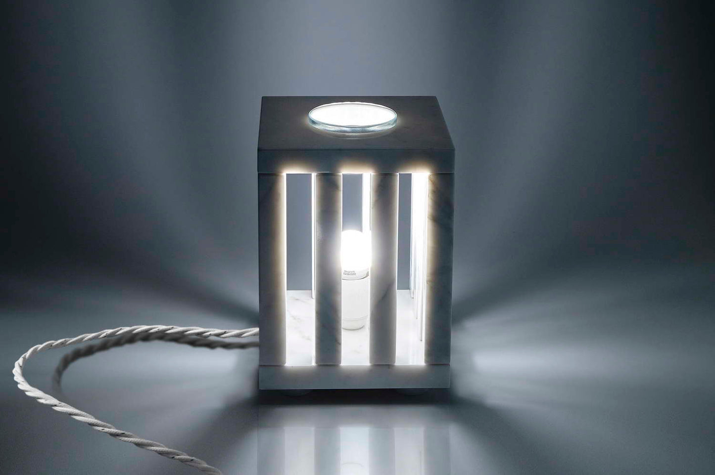 Marble lamp designed by the designer Aldo Cibic.