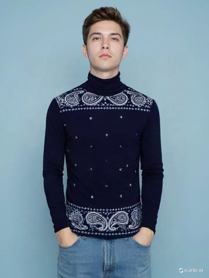 Slim Fit Roll Neck midnight blue