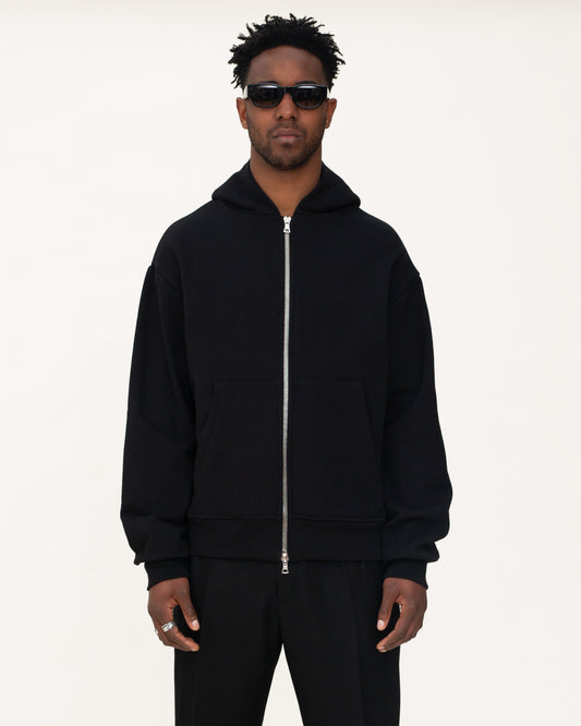 Classic Dual Zip Hoodie - Black