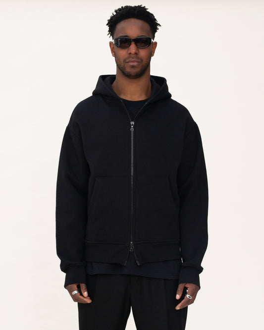 Classic dual zip hoodies - Ultra black