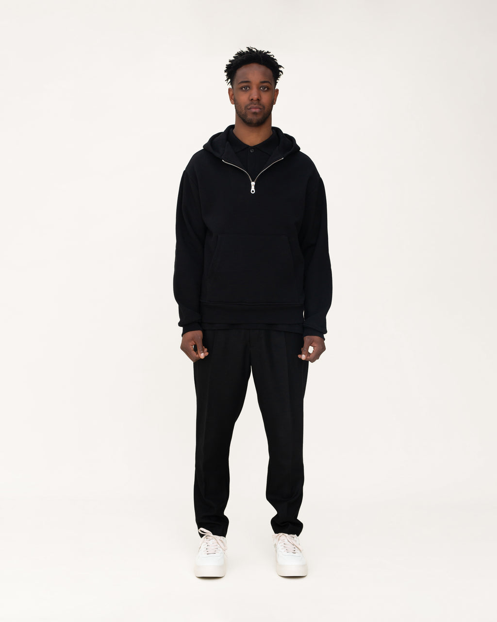 Classic Half Zip Hoodie - Black