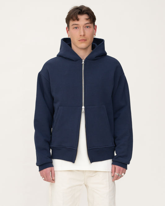 Classic dual zip Hoodie - Navy