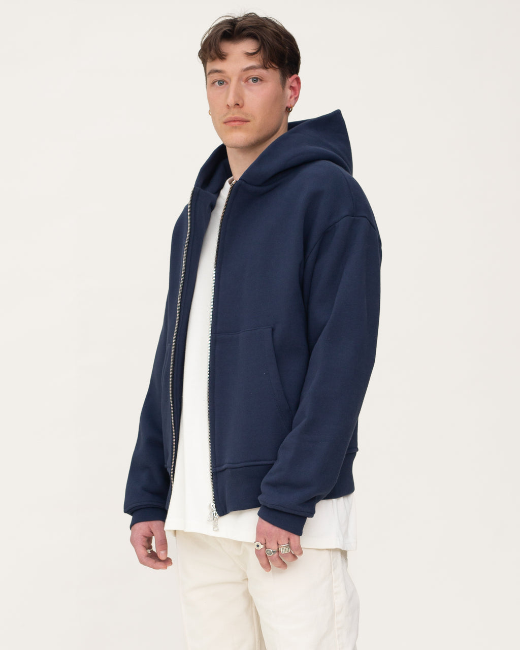 Classic dual zip Hoodie - Navy