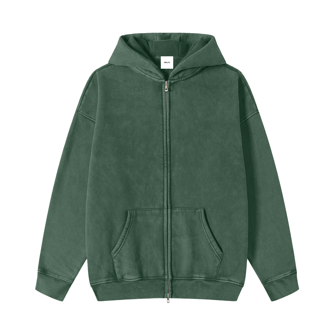 Snow Washed Zip-Through Fleece Hoodie