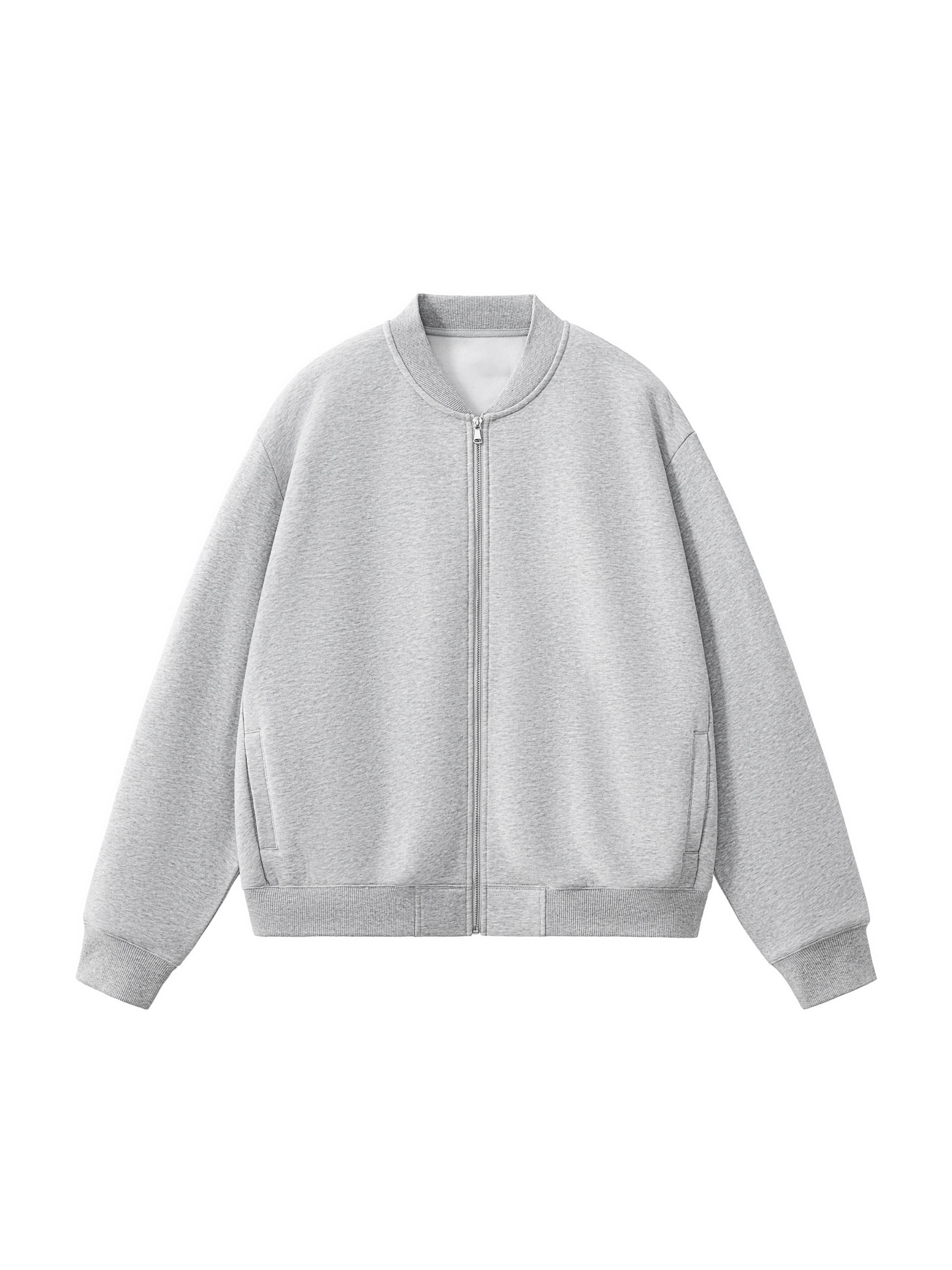 Essential Zip-Up Fleeced Varsity Jacket