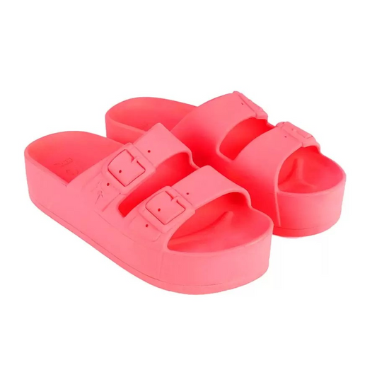 Women's wedge sandals CAIPIRINHA LISO - PINK FLUO